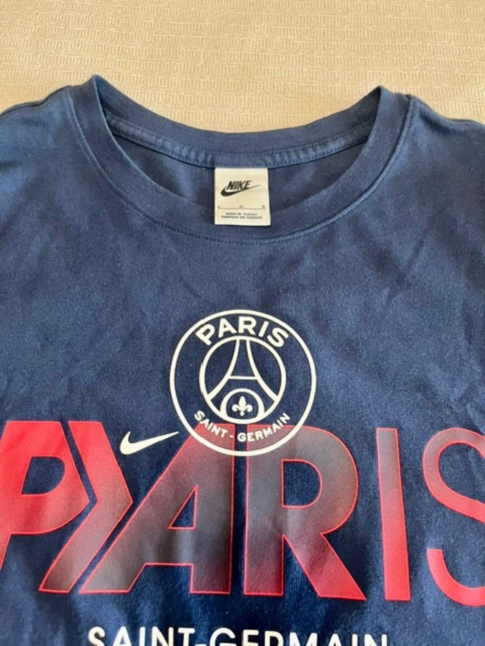 Nike Navy Paris Saint-Germain Red Logo Short Sleeve Tee